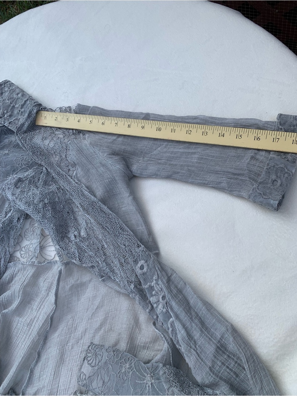 Light Gray Lace Panel Long Women's Robe - Picture 7 of 11